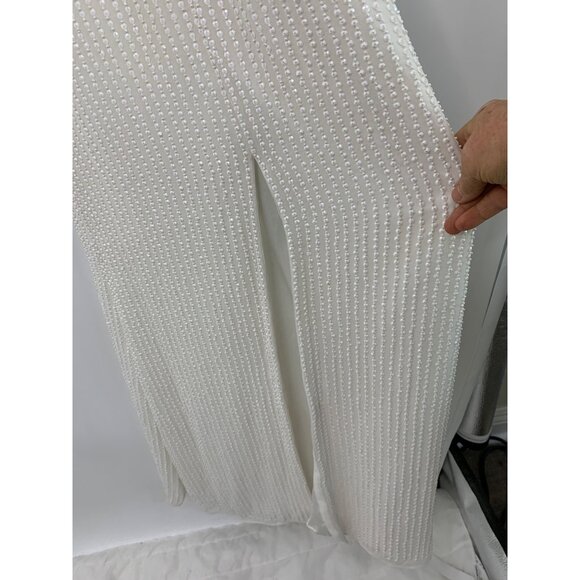 Parker Sequin White Halter Maxi Dress Size 4 $594 Slit Wedding Prom Formal NWT - Picture 14 of 16